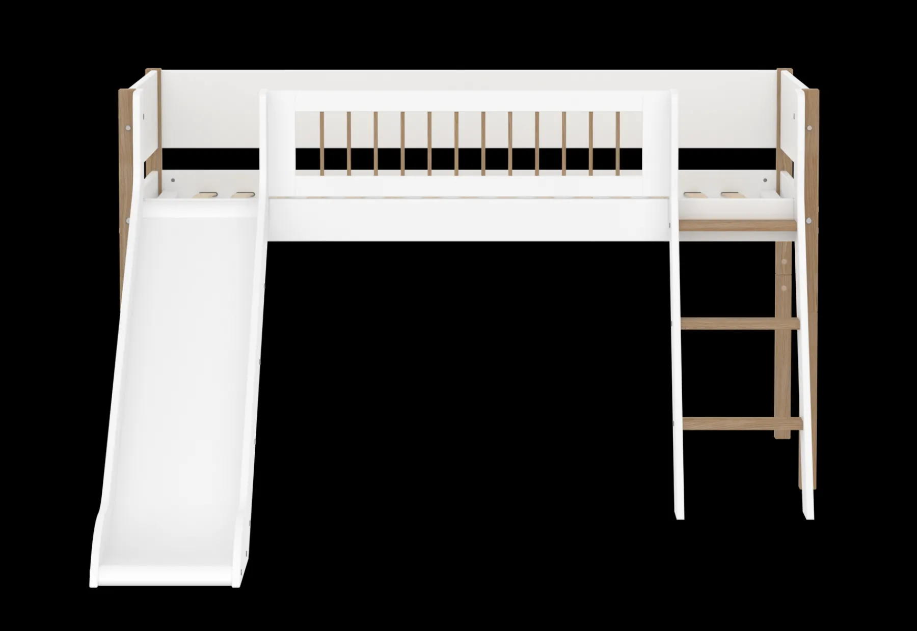 FLEXA Halbhohes Bett mit Rutsche White/oak Discount