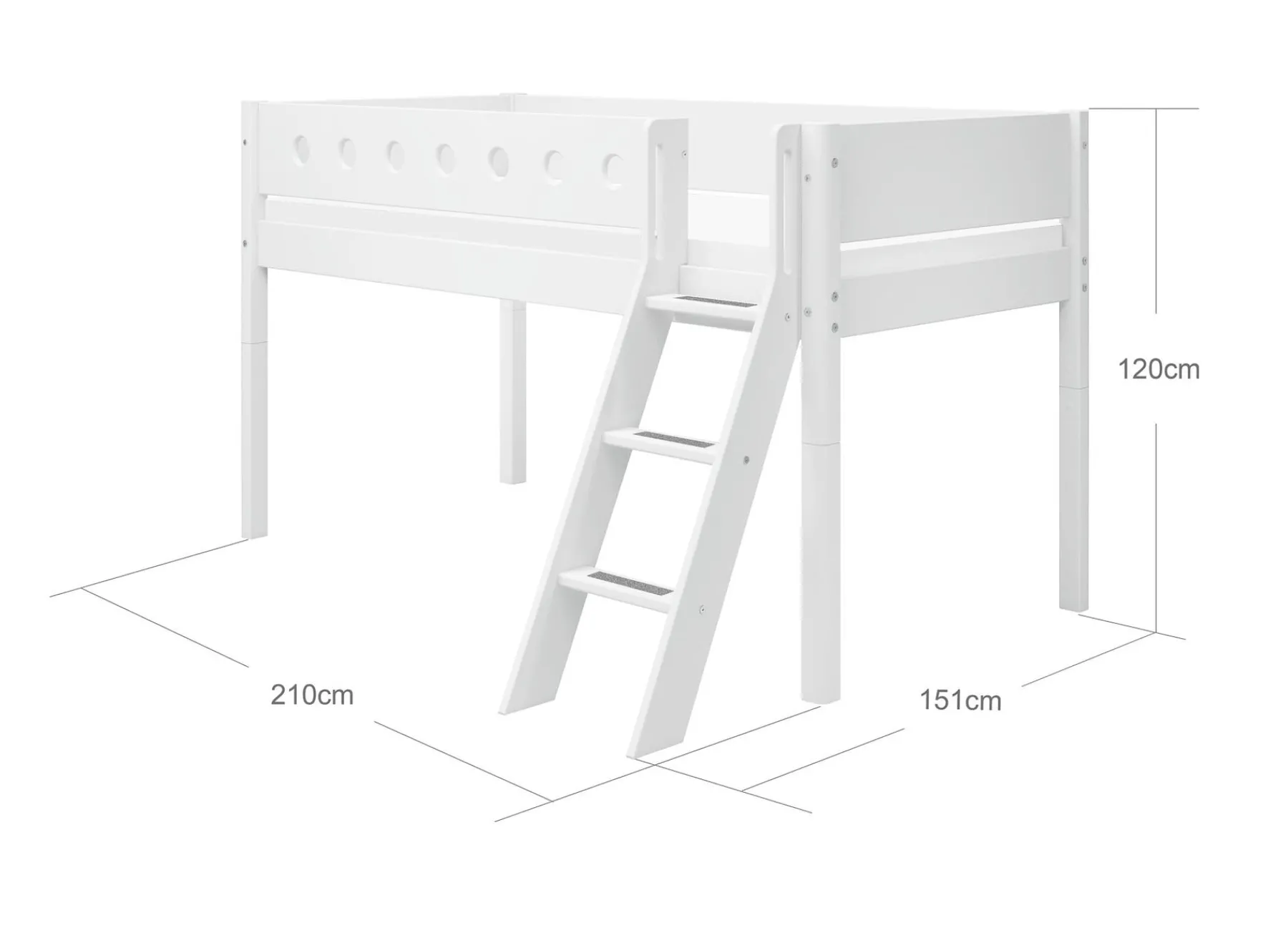 FLEXA Halbhohes Bett mit Schrägleiter White Hot