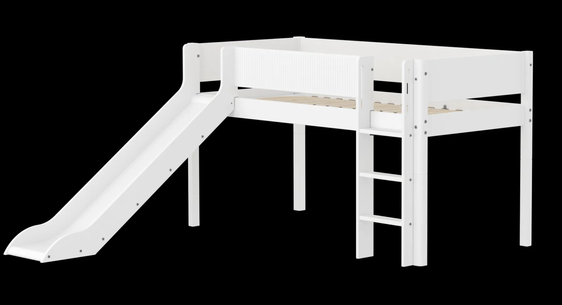 FLEXA Halbhohes Bett mit Schrägleiter und Rutsche White Sale