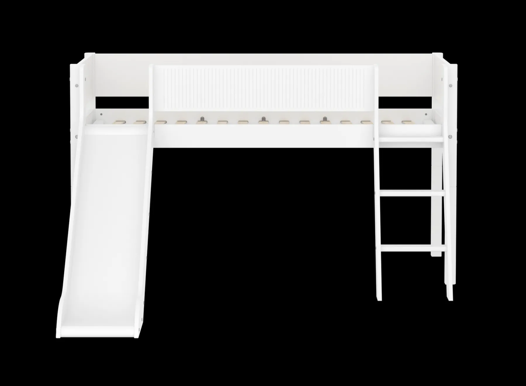 FLEXA Halbhohes Bett mit Schrägleiter und Rutsche White Fashion