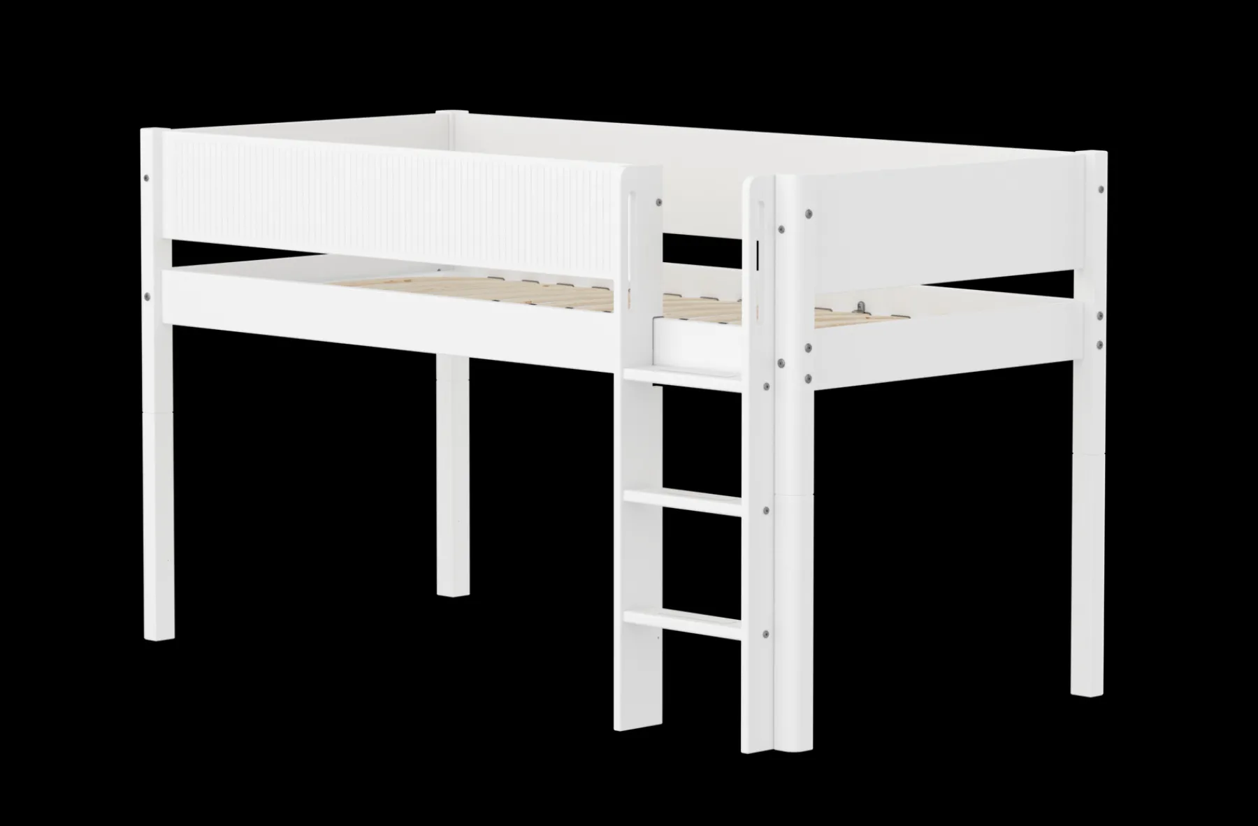 FLEXA Halbhohes Bett mit senkrechter Leiter White Hot