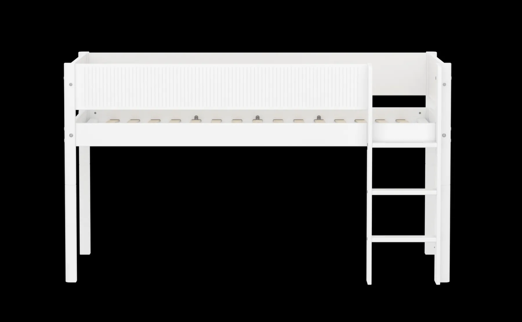FLEXA Halbhohes Bett mit senkrechter Leiter White Hot