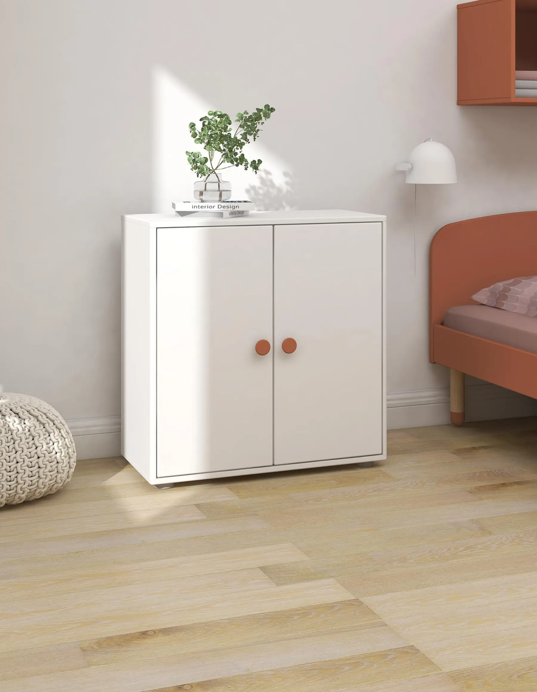 FLEXA Mini Bücherregal, 2 Türen White/blush Hot