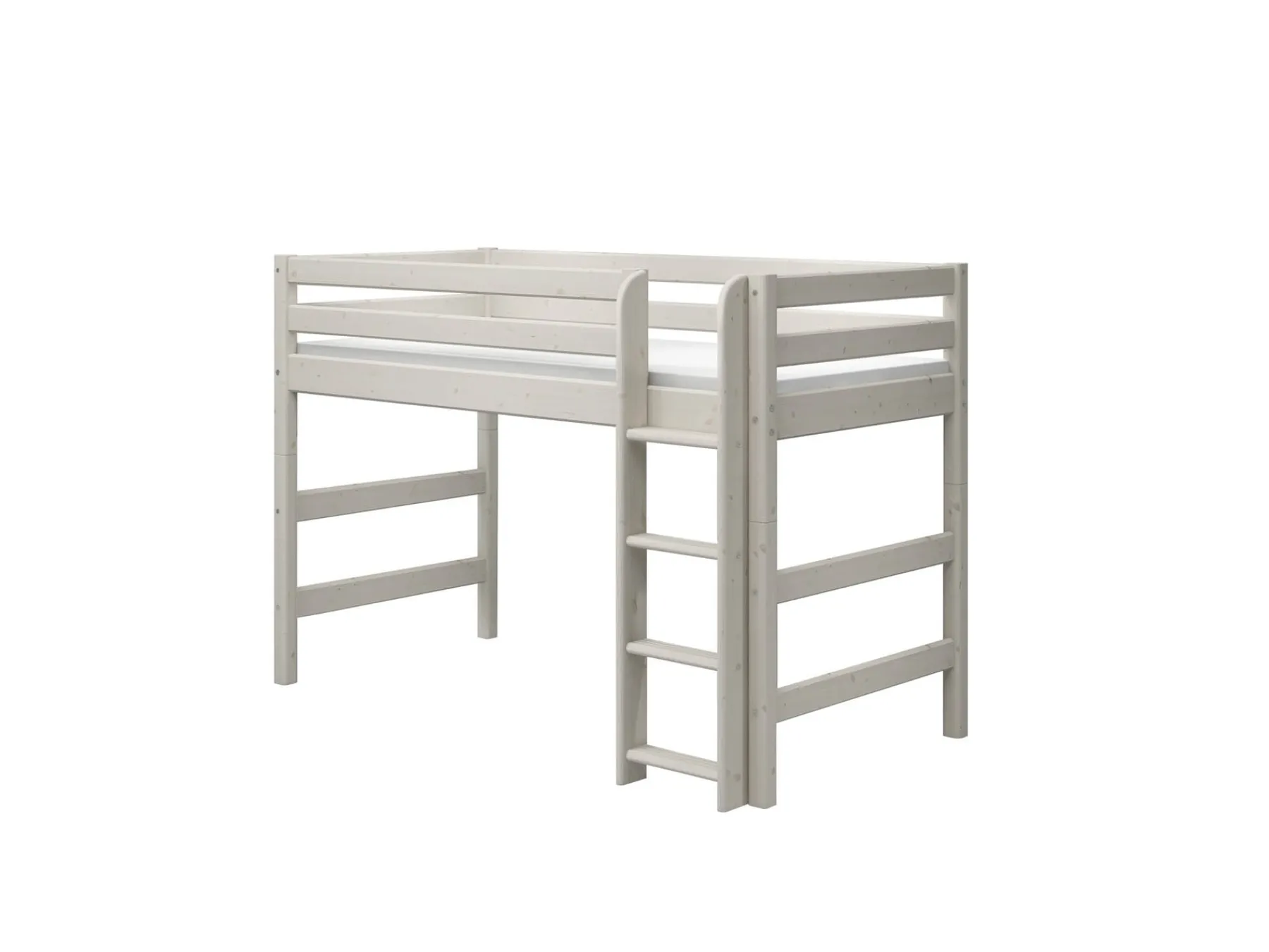 FLEXA Mittelhohes Bett m. senkrechter Leiter Whitewashedpine New