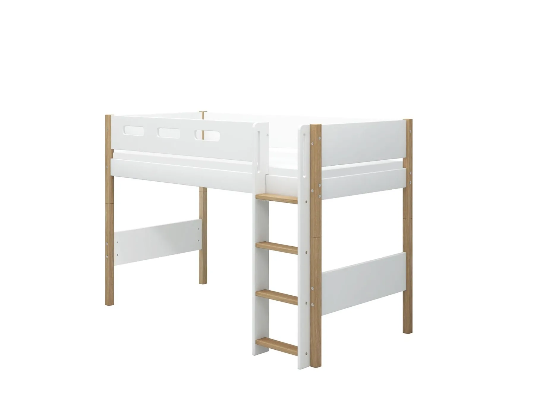 FLEXA Mittelhohes Bett m. senkrechter Leiter White/oak Best Sale