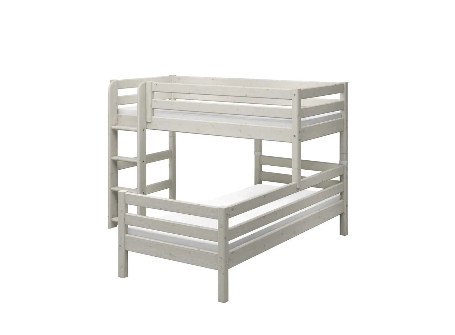 FLEXA Mittelhohes Bett m. senkrechter Leiter Whitewashedpine Best