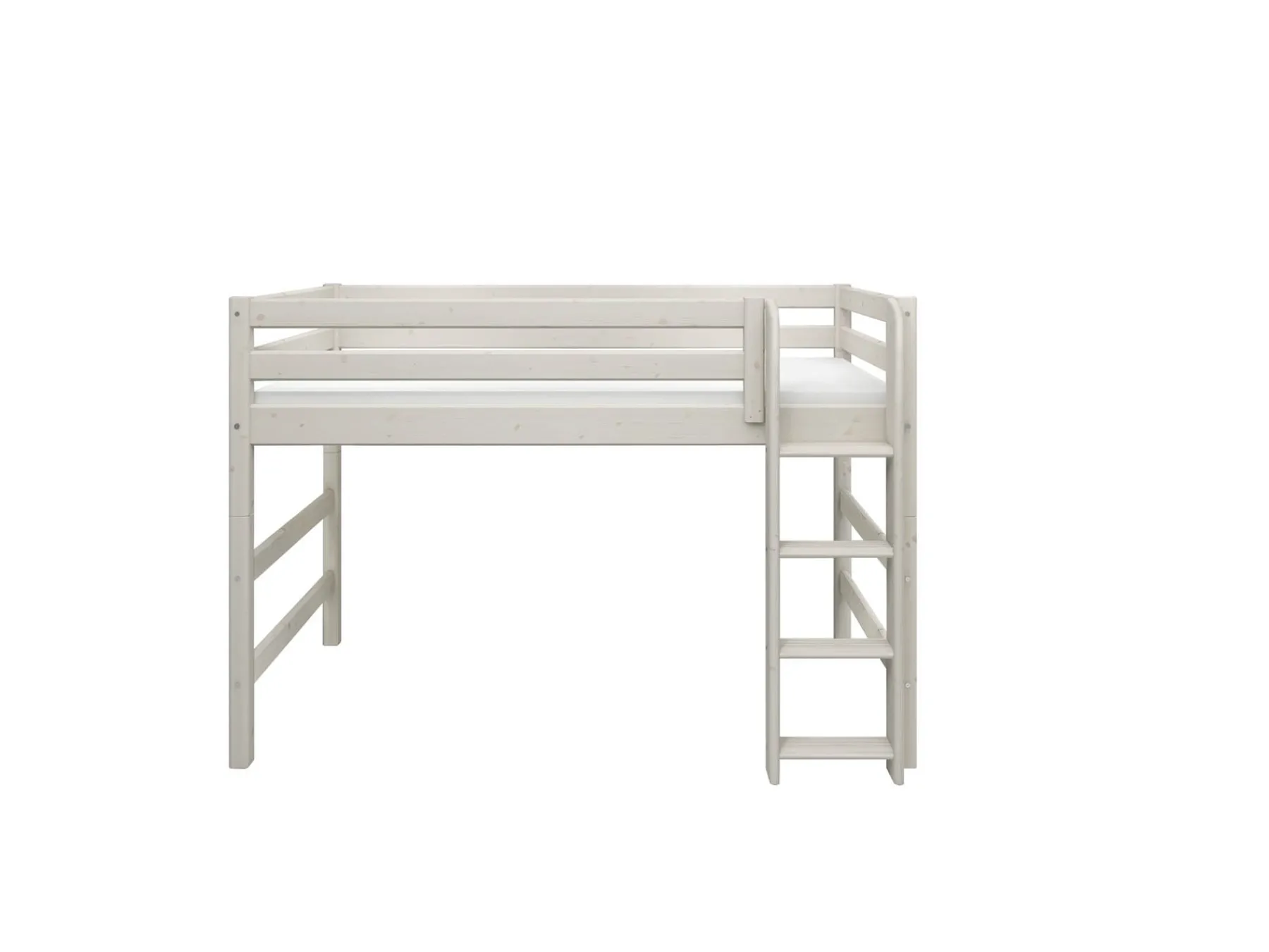 FLEXA Mittelhohes Bett m. senkrechter Leiter Whitewashedpine New