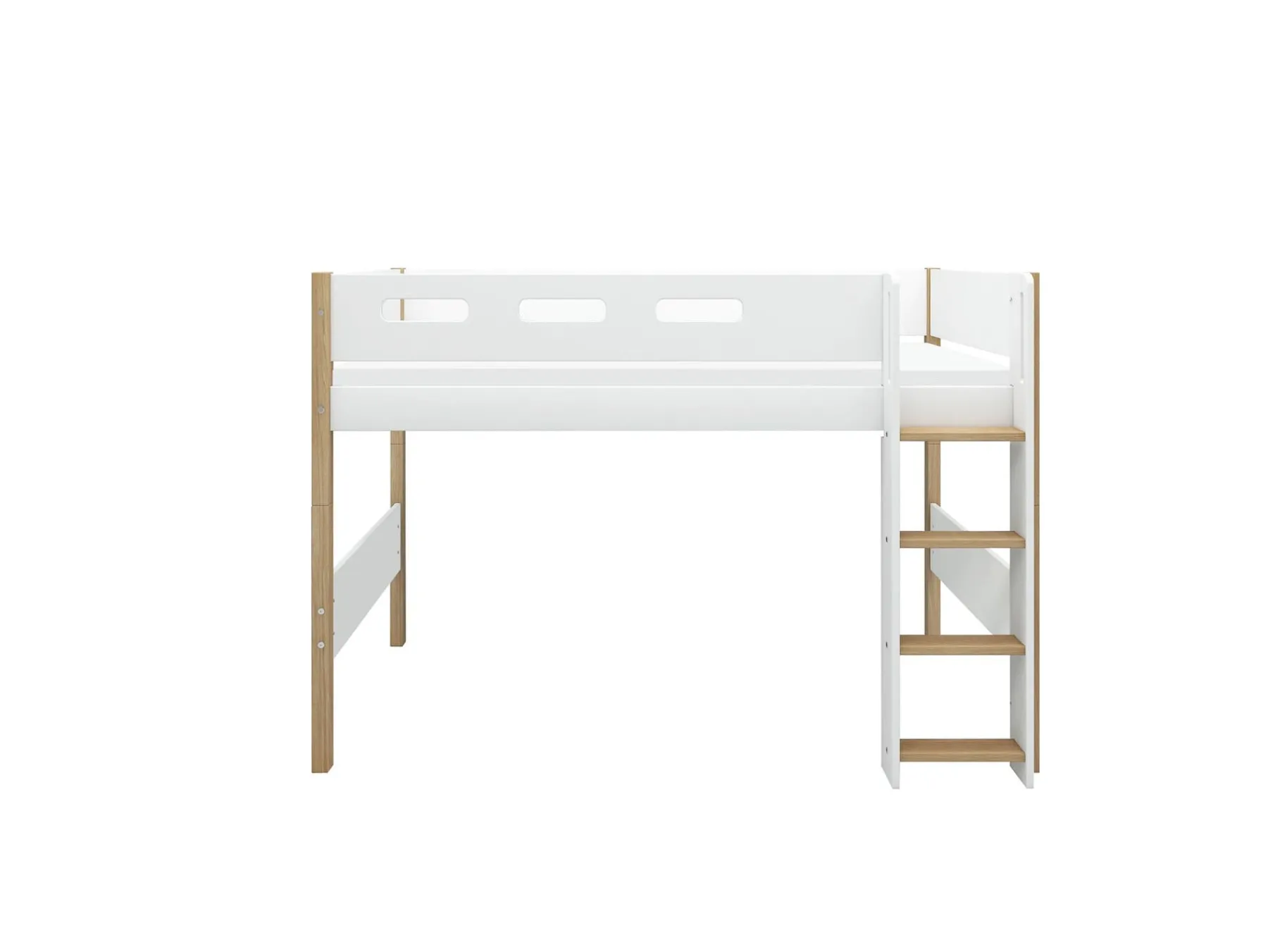 FLEXA Mittelhohes Bett m. senkrechter Leiter White/oak Best Sale
