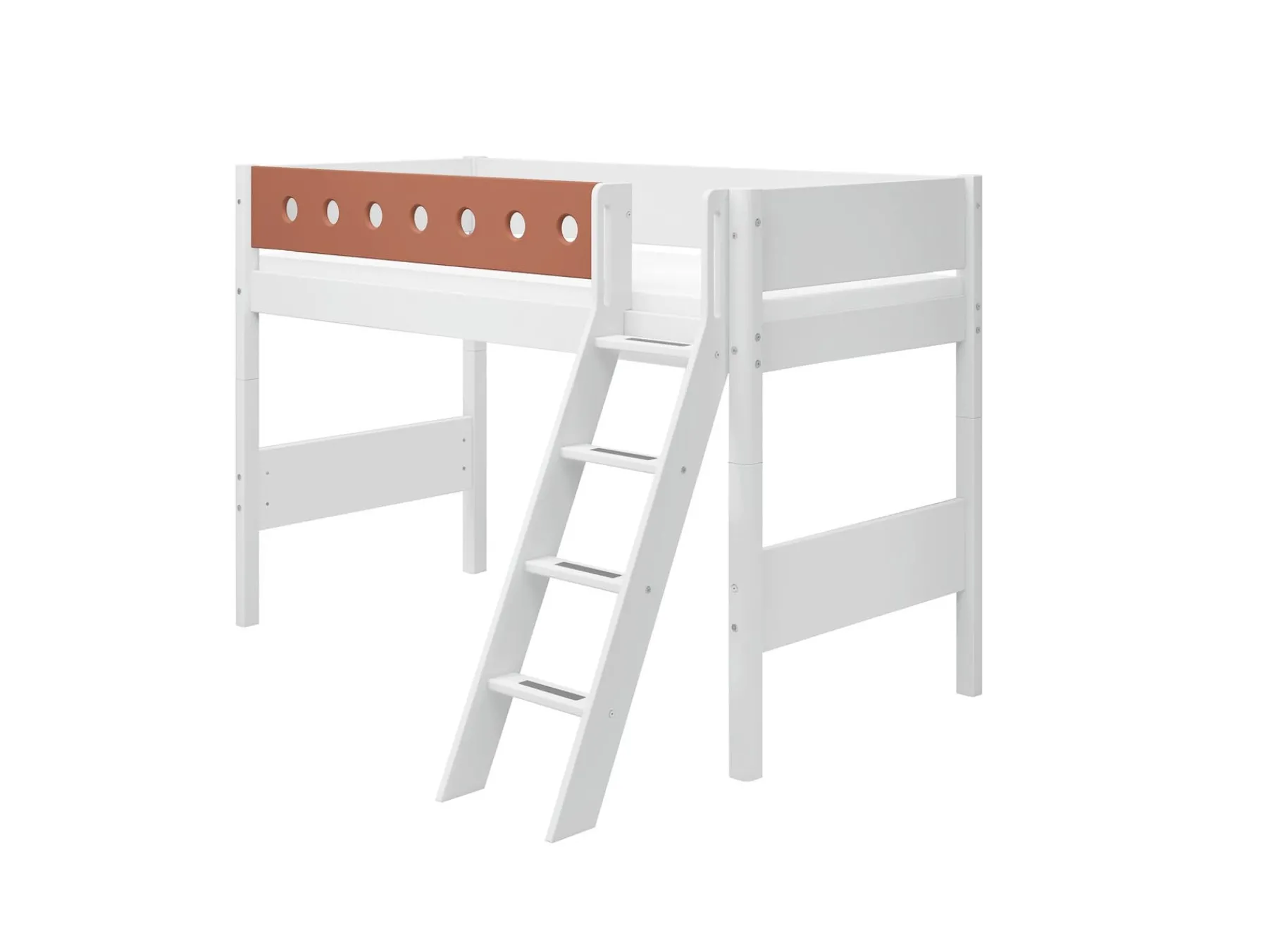 FLEXA Mittelhohes Bett mit Schrägleiter White/blush Cheap