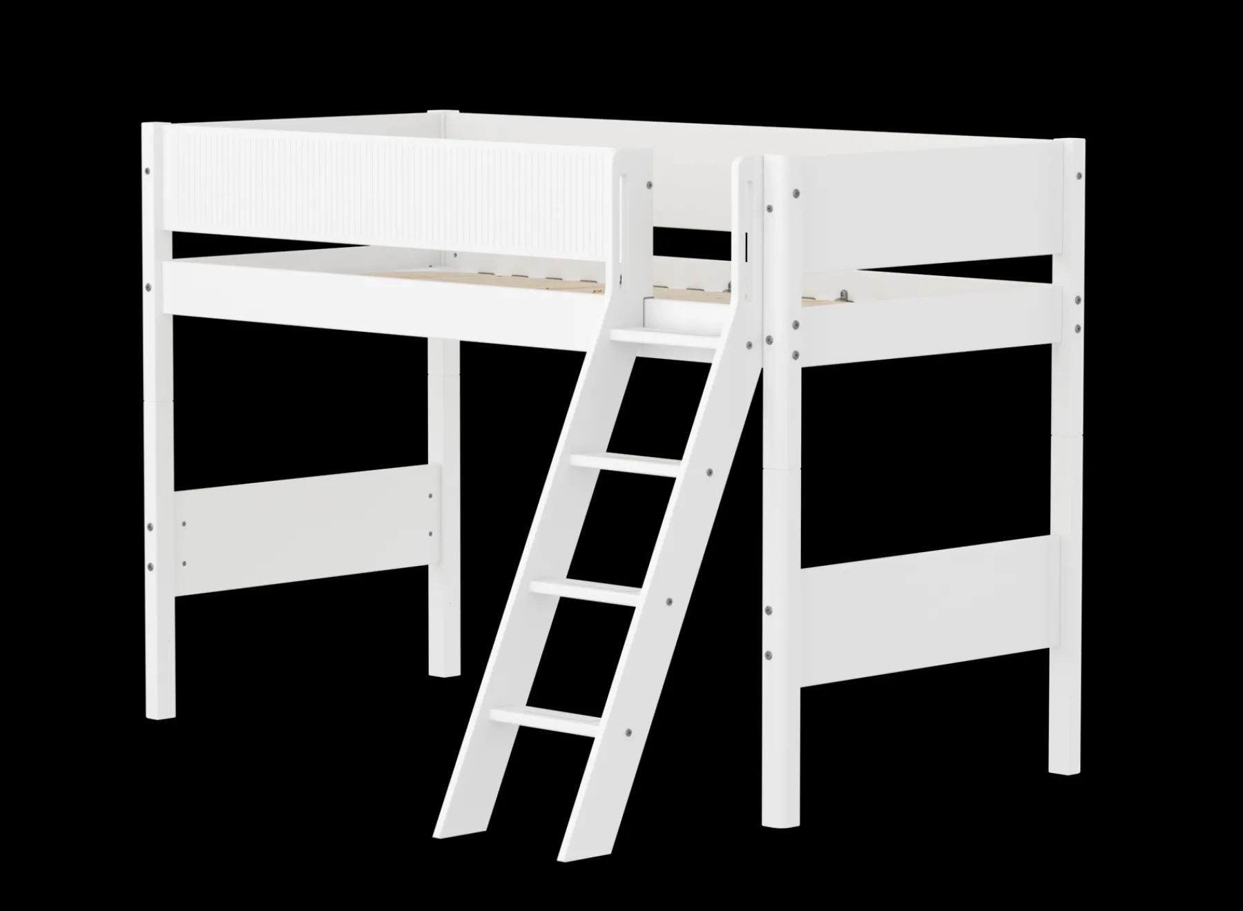 FLEXA Mittelhohes Bett mit Schrägleiter White Fashion