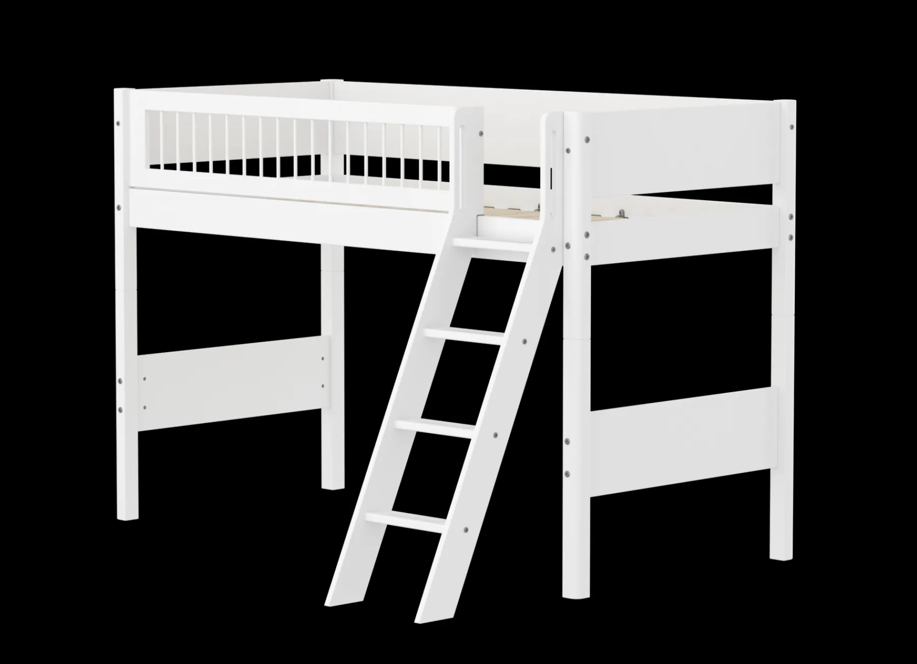 FLEXA Mittelhohes Bett mit Schrägleiter White Outlet