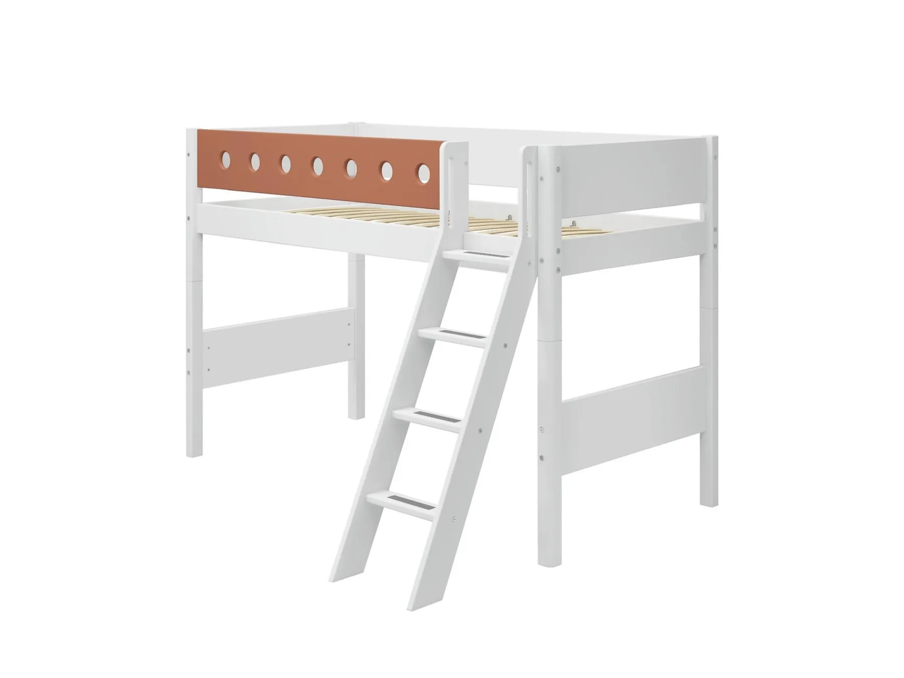 FLEXA Mittelhohes Bett mit Schrägleiter White/blush Cheap