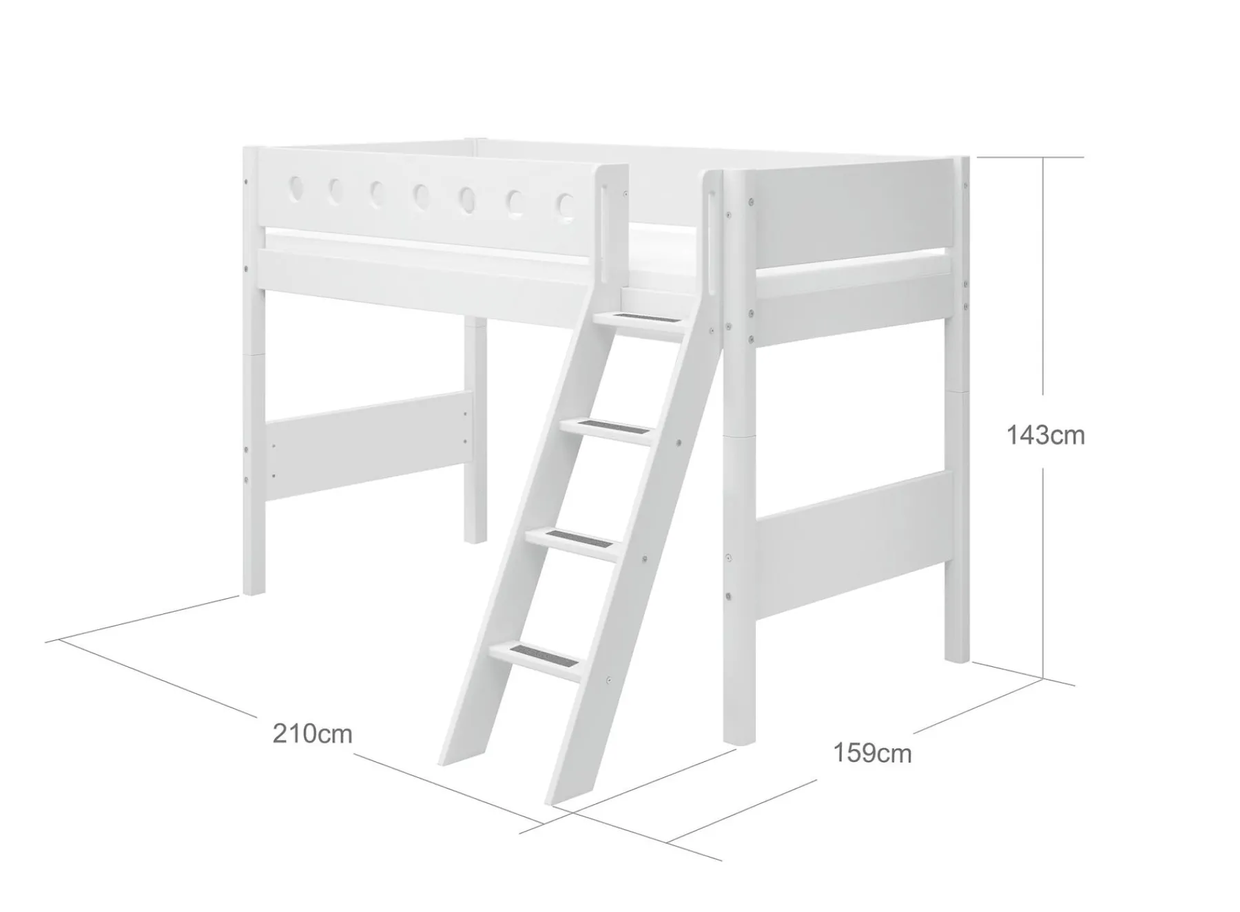 FLEXA Mittelhohes Bett mit Schrägleiter White Online