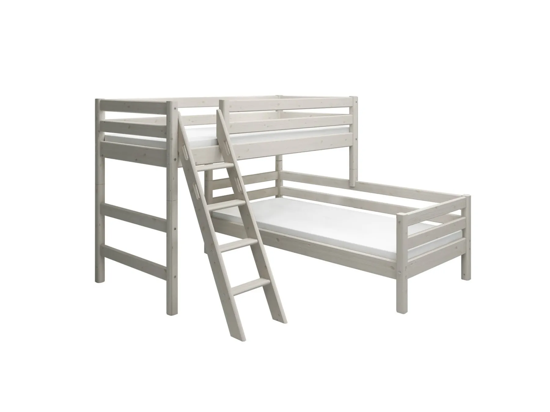 FLEXA Mittelhohes Bett mit Schrägleiter Whitewashedpine Best