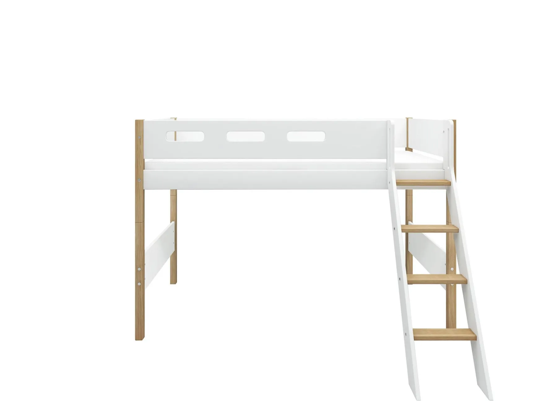 FLEXA Mittelhohes Bett mit Schrägleiter White/oak Cheap