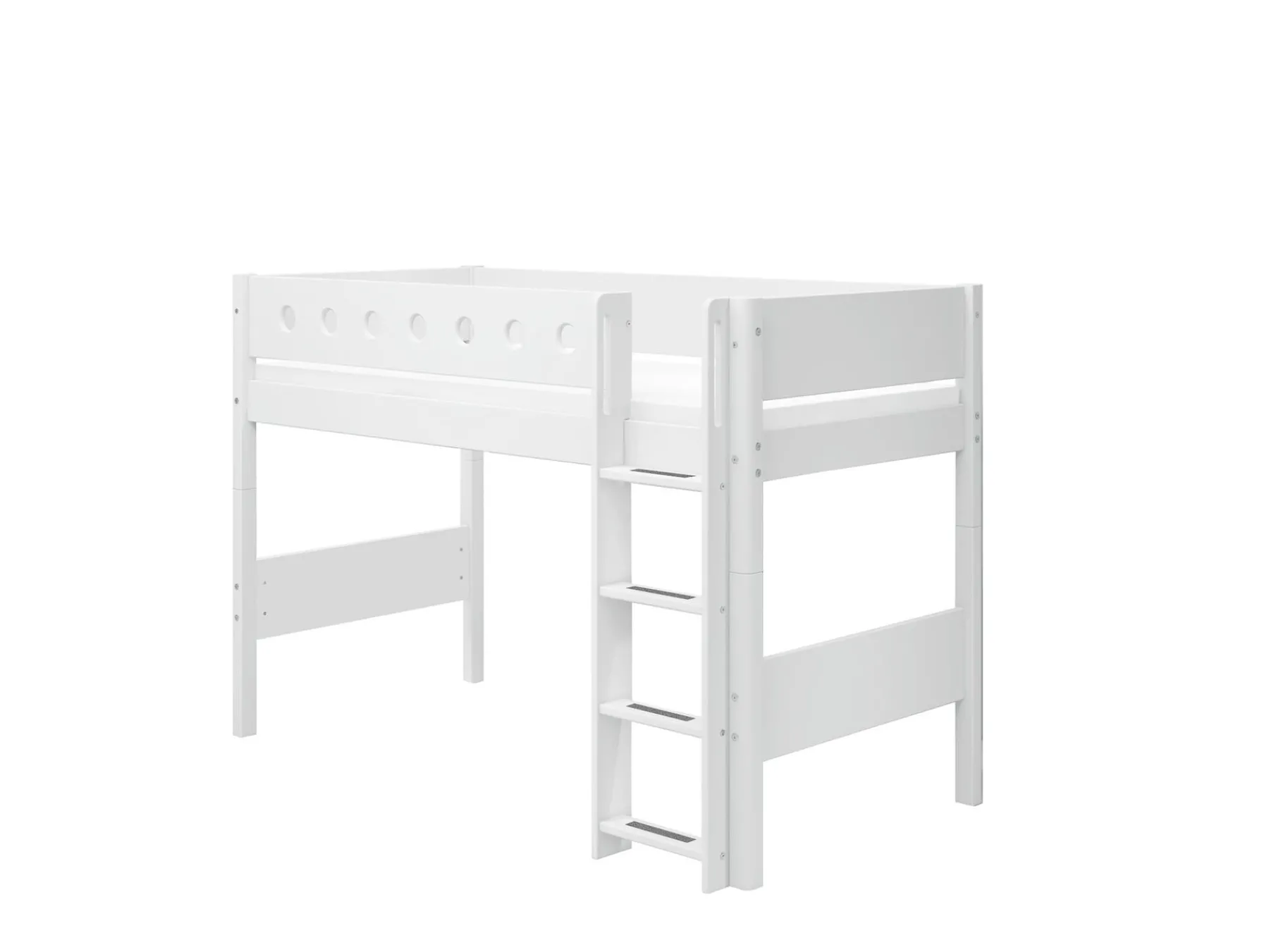FLEXA Mittelhohes Bett mit senkrechter Leiter White Fashion