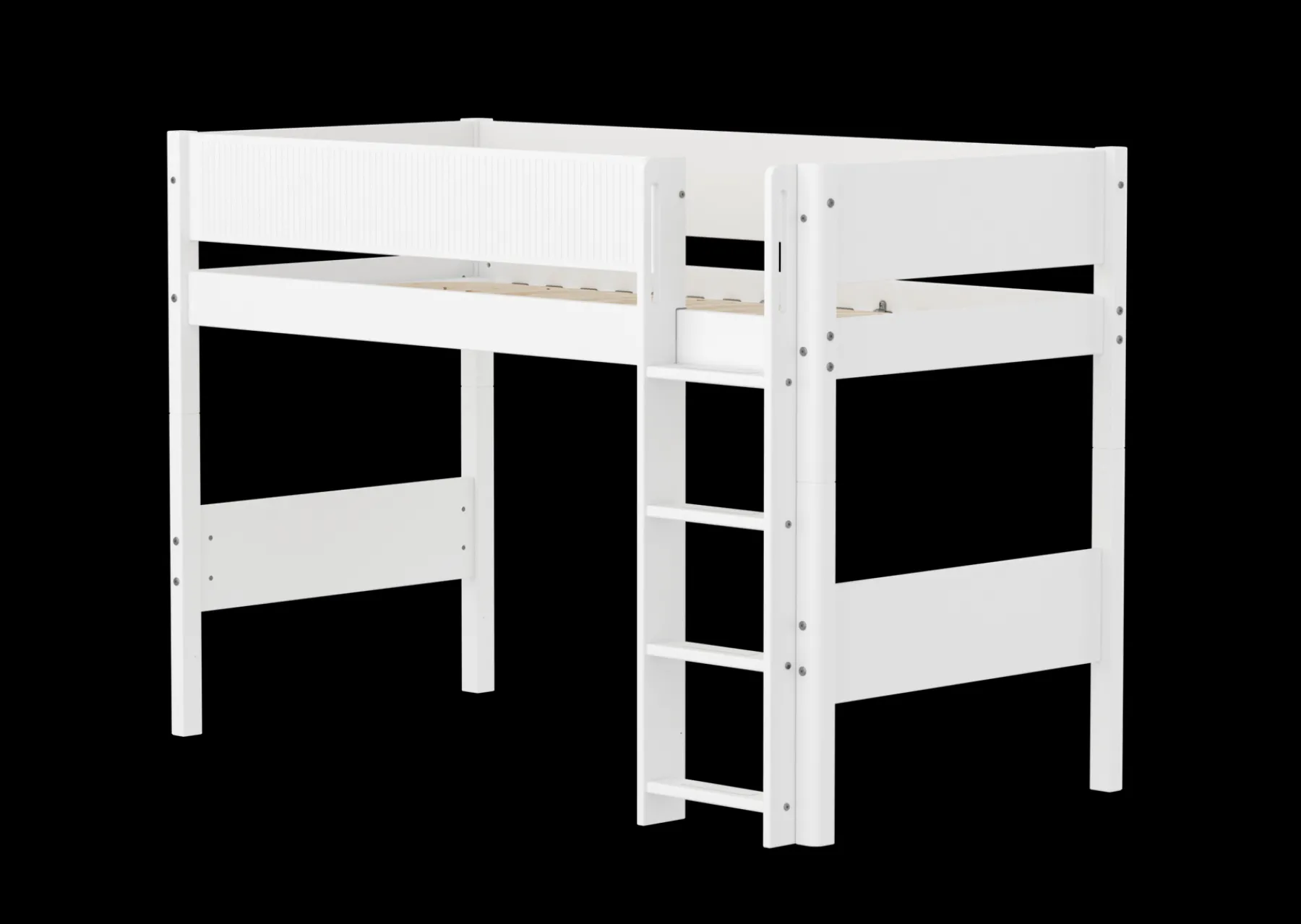 FLEXA Mittelhohes Bett mit senkrechter Leiter White Store