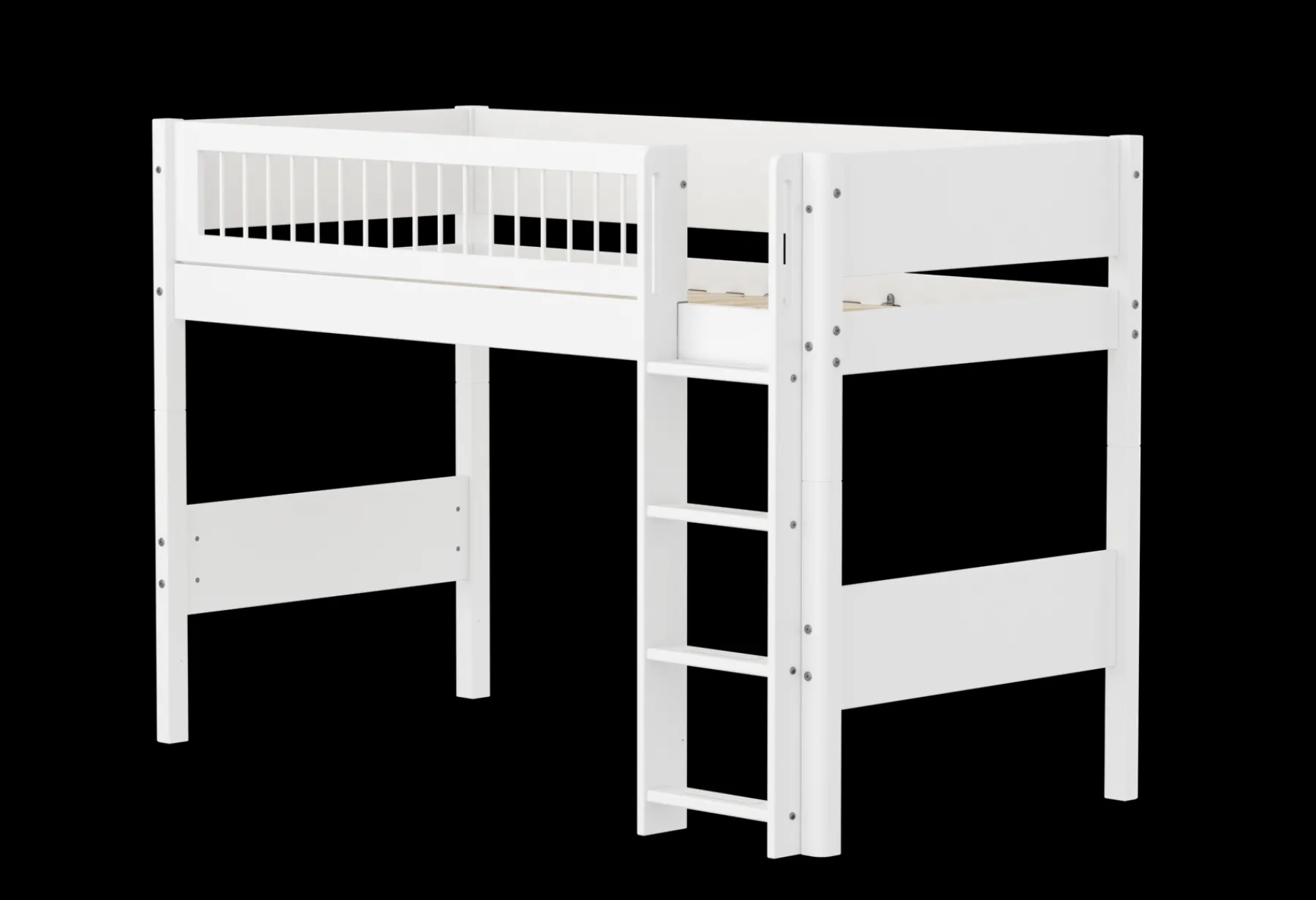 FLEXA Mittelhohes Bett mit senkrechter Leiter White Shop