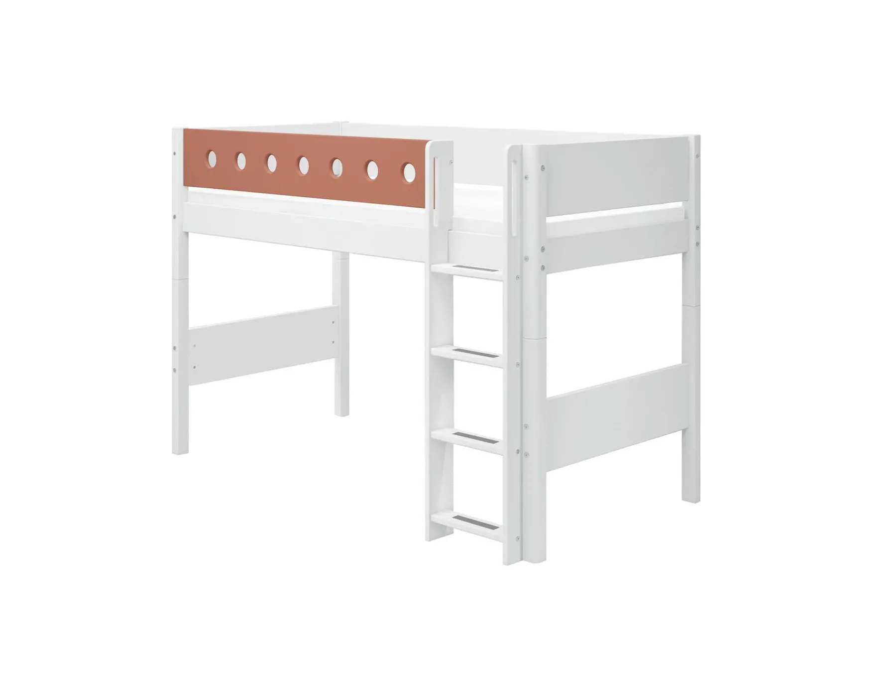 FLEXA Mittelhohes Bett mit senkrechter Leiter White/blush Outlet