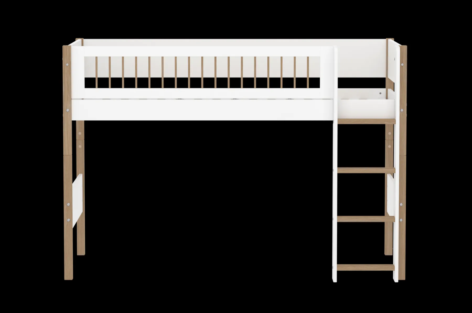 FLEXA Mittelhohes Bett mit senkrechter Leiter White/oak Store