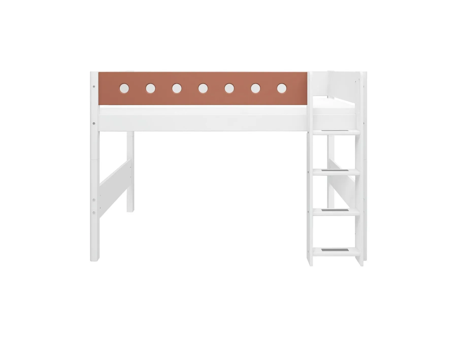 FLEXA Mittelhohes Bett mit senkrechter Leiter White/blush Outlet