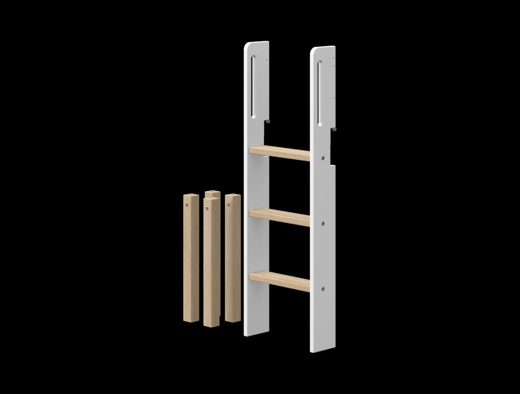 FLEXA Nor - Senkrechte Leiter und Pfosten für halbhohes White/oak New